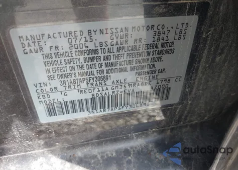 2015 Nissan Sentra Sr z USA, uszkodzony, nr VIN 3N1AB7AP5FY306891